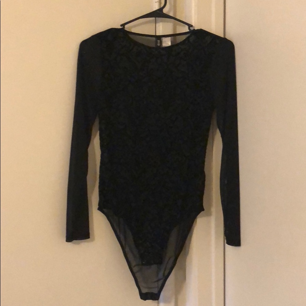 Black Sheer Detailed Leotard